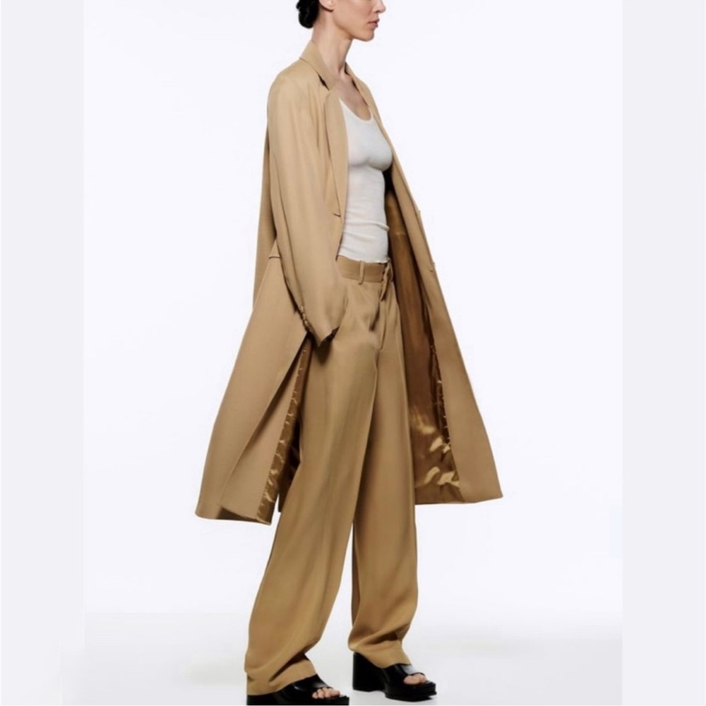 Zara flowy mink tan trench cost size Large - Picture 3 of 9